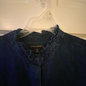 Banana Republic Indigo Ruffled Denim Blouse